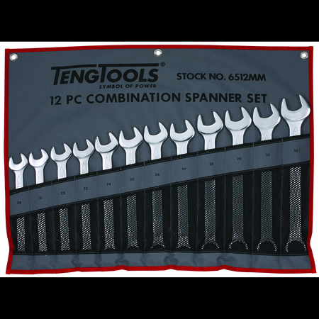 TENG TOOLS 6512MM - 12 Piece Metric Combination Spanner Set 20-32mm 6512MM
